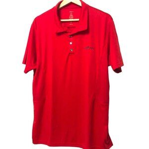 Dolfin Men's Polo Shirt Size Large Red Tapered Athletic Fit Three Button Collar